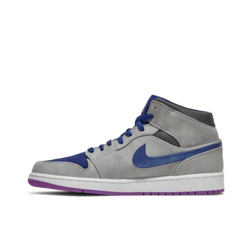 Jordan 1 Mid Matte Silver Laser Purple