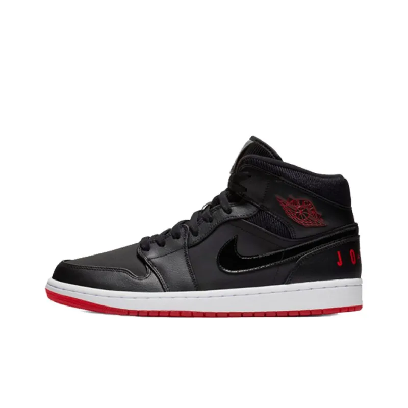 Jordan 1 Mid Black University Red-0