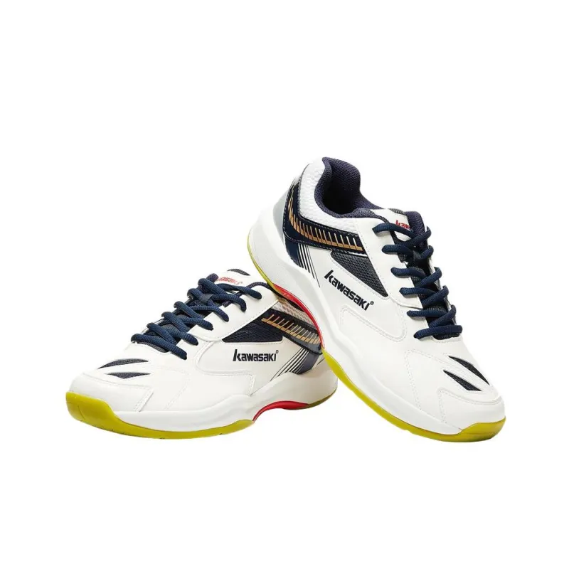 Kawasaki Trendy Collection Cushioned Slip Resistant Abrasion Resistant Low Top Badminton Shoes Unisex White-3