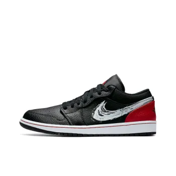 Jordan 1 Low Brushstroke Swoosh Black