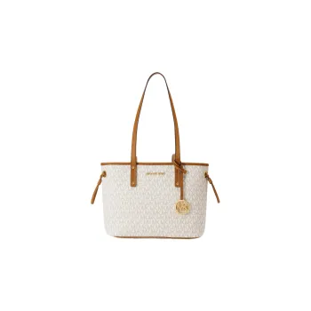 MICHAEL KORS Jet Set Travel Leather Tote Bag, Shopping Bag, Shoulder Bag, Handbag Regular Women's Vanilla White