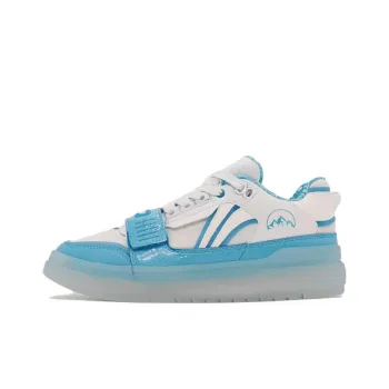 LiNing Rookie Anti Slip Wear Resistant Low Top Vintage Basketball Shoes Men's White Blue