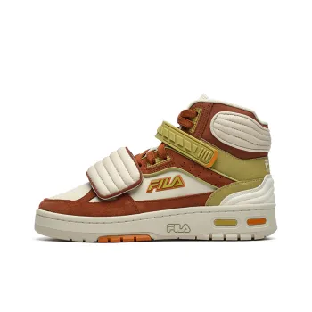 White Mountaineering X FILA FUSION Teratach Vintage Basketball Shoes Women's Mid Top Yellow/White/Green
