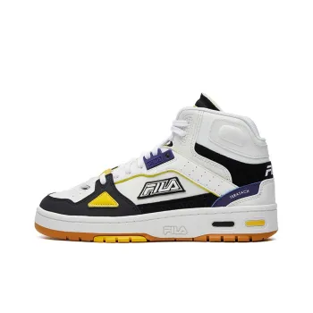 FILA Teratach Cushioning Anti Slip And Wear Resistant High Top Vintage Basketball Shoes Women's White Black Yellow