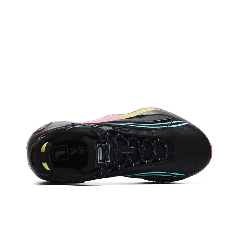 FILA FUSION BALLER Cushioning Anti-Slip And Wear-Resistant Low-Top Vintage Basketball Shoes Women's Black Purple-3