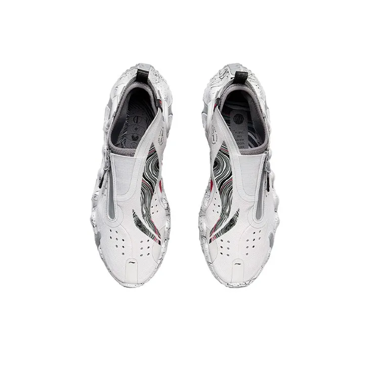 LiNing Paris Fashion Week Collection Vintage Basketball Shoes Men Low Top Antarctic Gray-3