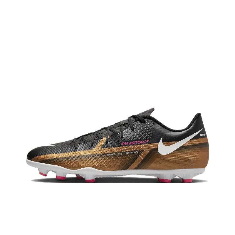 Nike Artificial Ground Cushioning Anti-Slip And Wear-Resistant Coverage Soccer Shoes Unisex Black Gold White-0