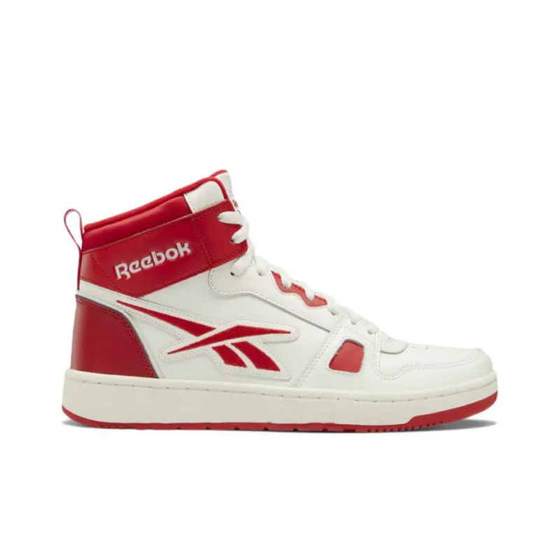 Reebok Resonator Mid Anti Slip Wear Resistant High Top Vintage Basketball Shoes Unisex White Red-1