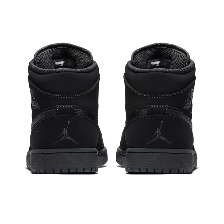 Jordan 1 Mid Black Black White-3