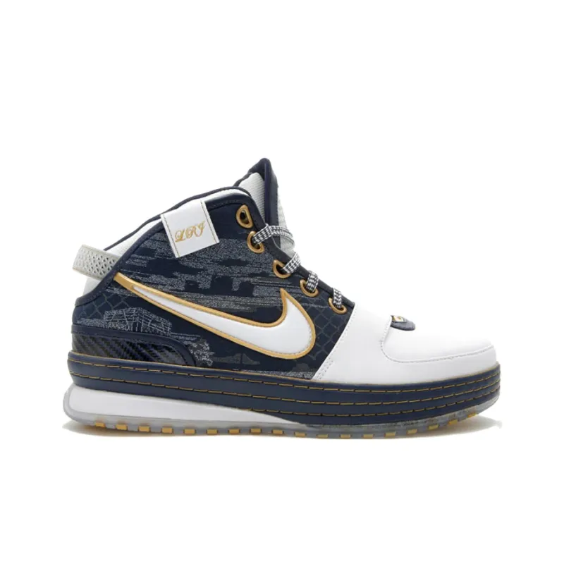 Nike Lebron 6 Akron Mid-Top Vintage Basketball Shoes Men's Blue White-1