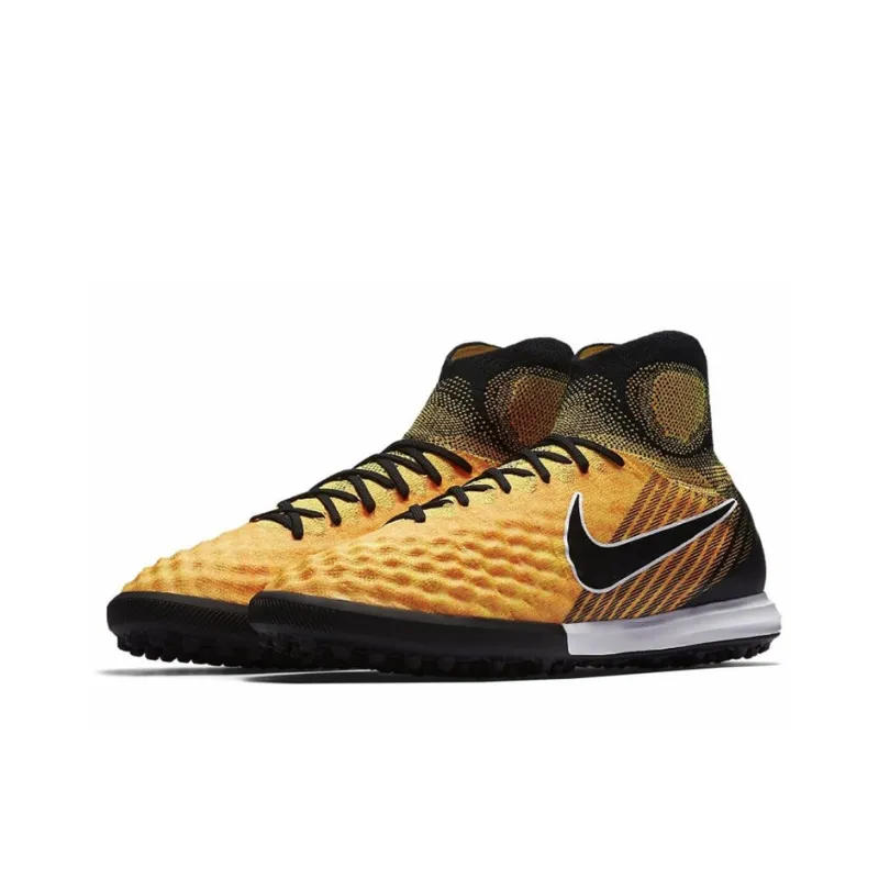 Nike TF Rubber Broken Studs Cushioning Anti Slip And Wear Resistant Grass Soccer Shoes Men's Yellow-2