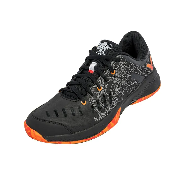 One Piece x VICTOR Anti Slip Wear Resistant Low Top Badminton Shoes Unisex Black-2