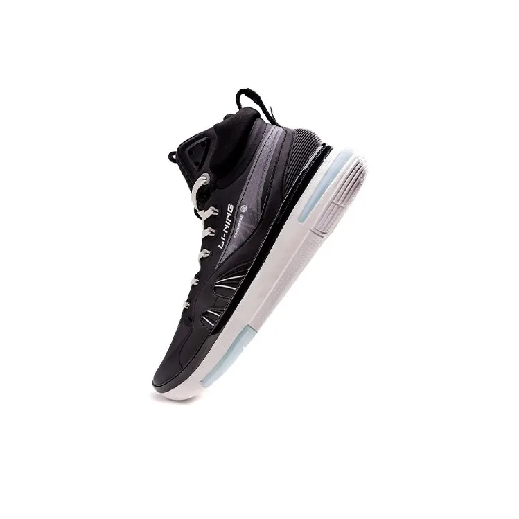 LiNing 937 Wear Resistant Slip Resistant High Top Vintage Basketball Shoes Men's Black-3