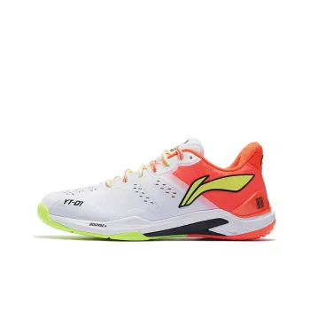 LiNing Cloud Thunder Cushioned Slip Resistant Abrasion Resistant Breathable Low Top Badminton Shoes Unisex White Red