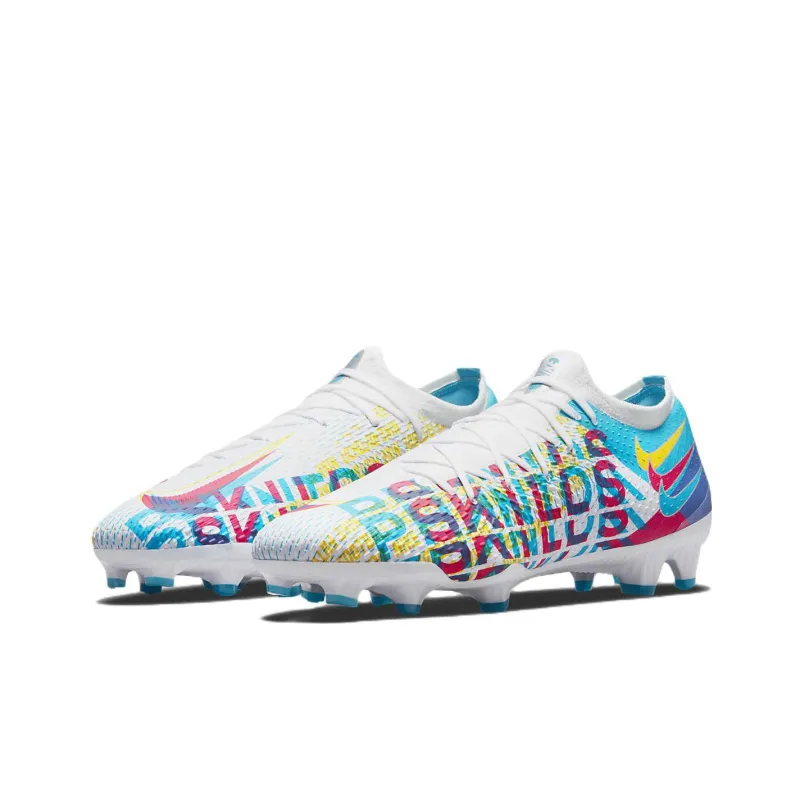 Nike Phantom GT Pro 3D FG Cushioned Slip-Resistant Lightweight Hard Court Soccer Shoes White Blue Yellow-2