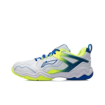 LiNing Cushioning Wear Resistant Low Top Badminton Shoes Men's White Blue