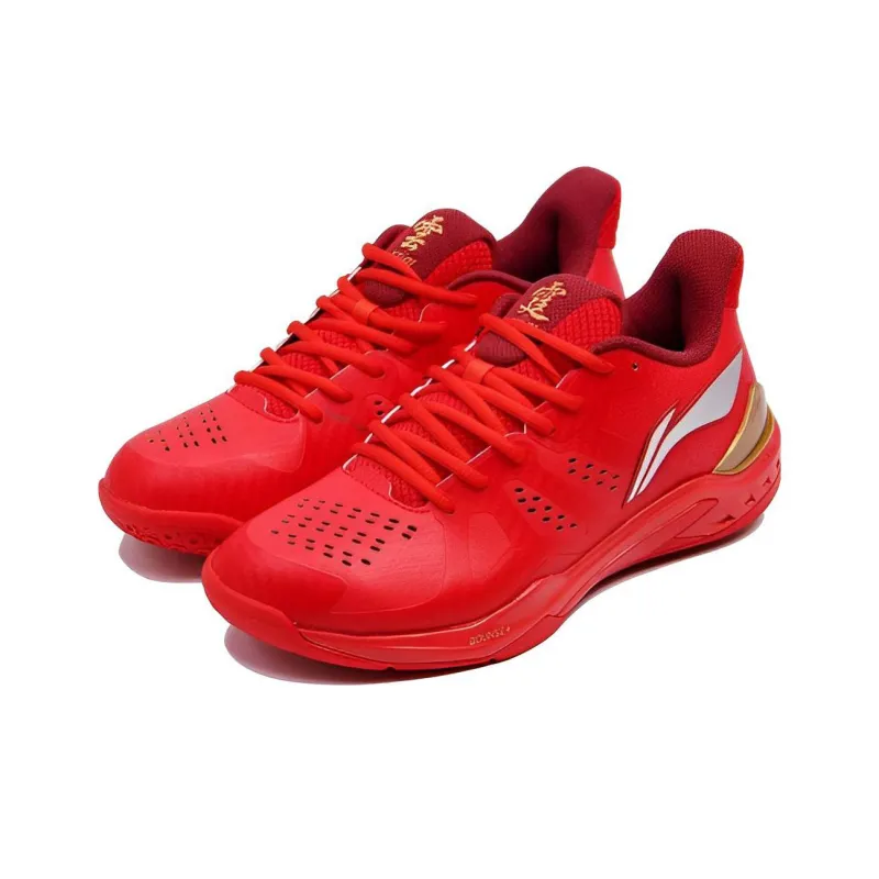 LiNing Cloud Thunder Cushioned Slip Resistant Abrasion Resistant Breathable Low Top Badminton Shoes Men's Red-2