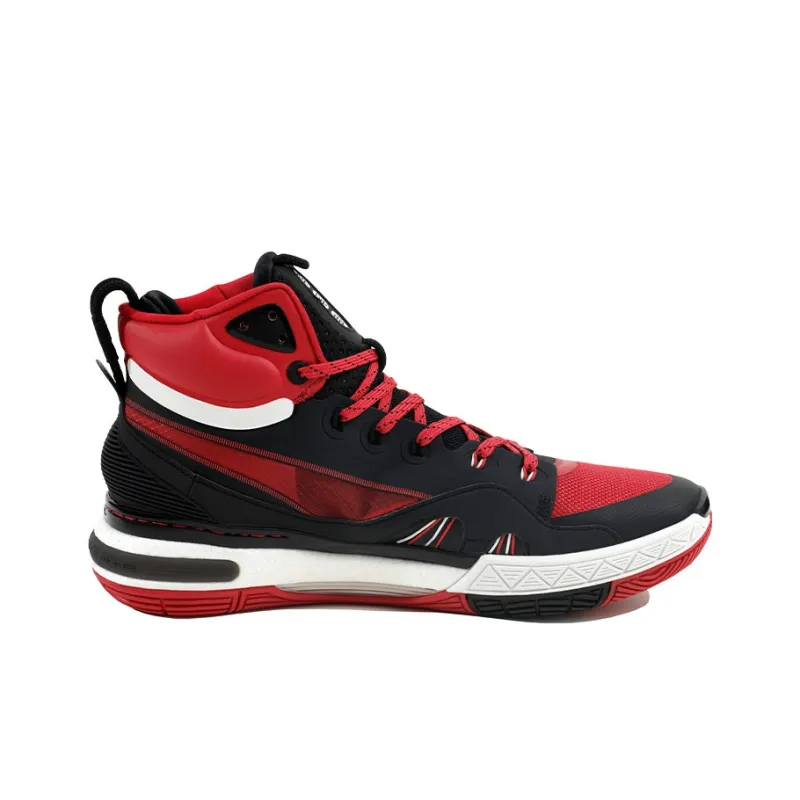 LiNing 937 Rebound Breathable Wear Resistant Slip Resistant High Top Vintage Basketball Shoes Men's Red Black-1
