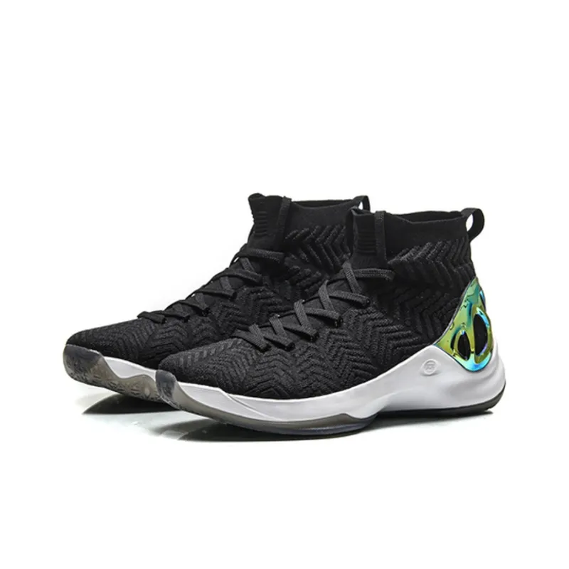 LINING CF Vintage Basketball Shoes Men High-Top Black/White-2