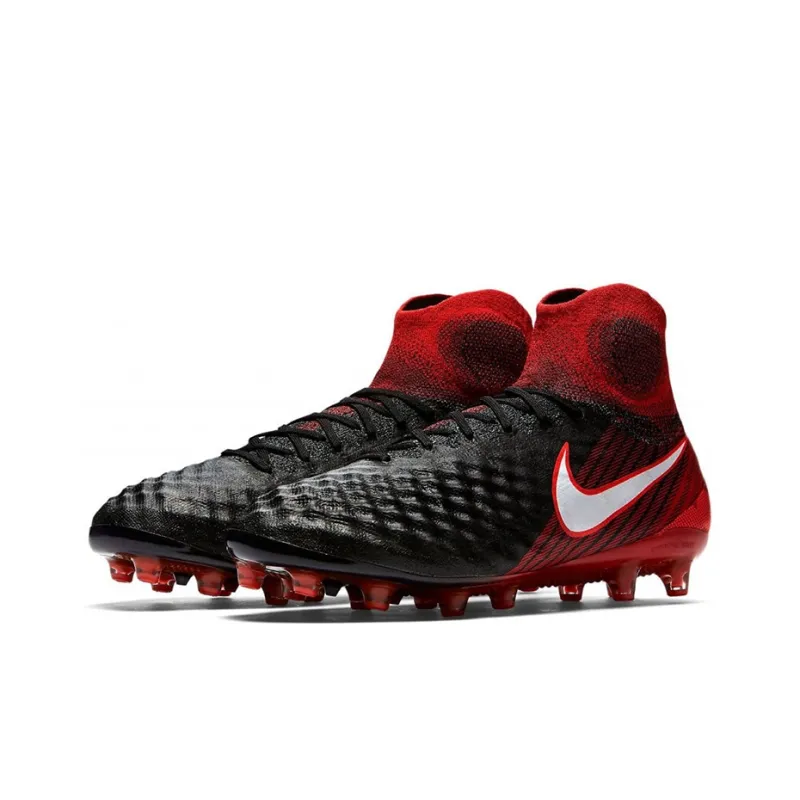 Nike Magista Obra 2 AG Rubber Short Studs Cushioning Anti-Slip And Wear-Resistant Soccer Shoes Men's Black Red-2