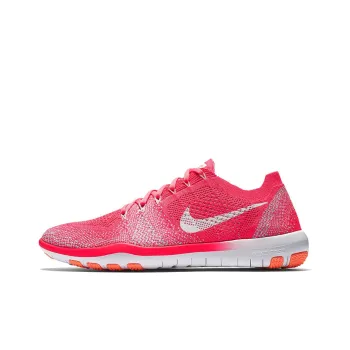 Nike Free Focus Flyknit 2 Cushioned Slip Resistant Low Top Training Shoes Women's White Pink Orange