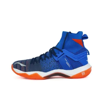LiNing Roar II Cushioned Slip Resistant Abrasion Resistant High Top Badminton Shoes Deep Prussian Blue