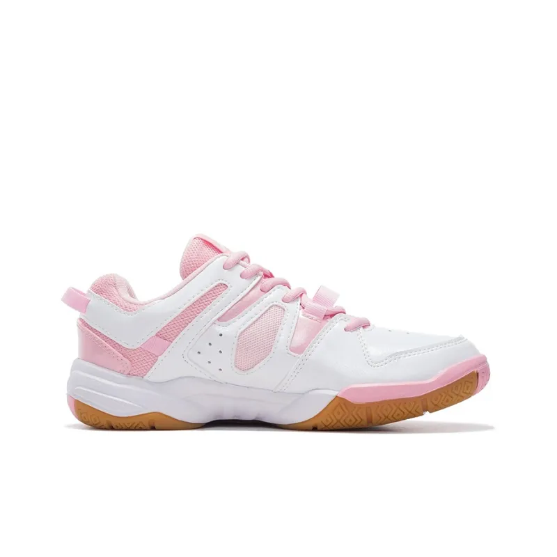 LiNing Cushioning Anti-Slip Wear-Resistant Breathability Low-Top Badminton Shoes Women's White Pink-1