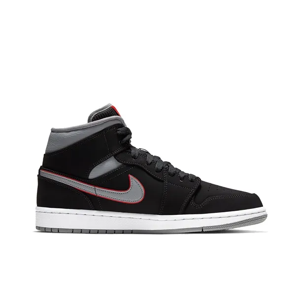 Jordan 1 Mid Black Particle Grey Gym Red-1