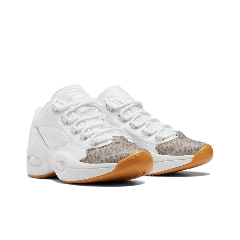 Reebok Question Low Top Vintage Basketball Shoes Men's White Brown-2