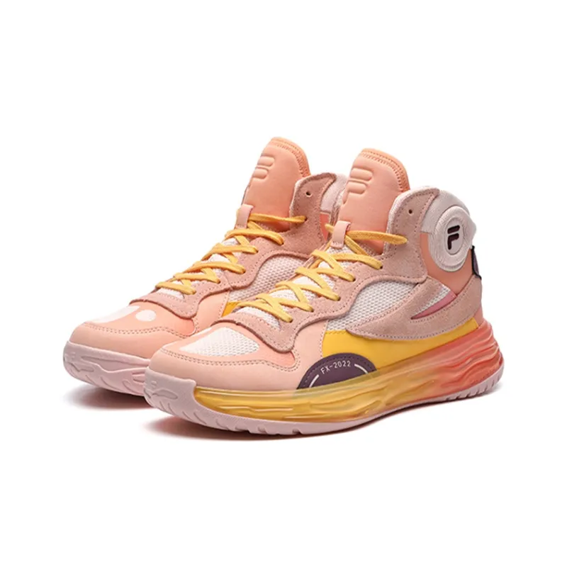 FILA FUSION FX 22 Cushioned Wear Resistant Support Mid Top Vintage Basketball Shoes Women's Peach-1