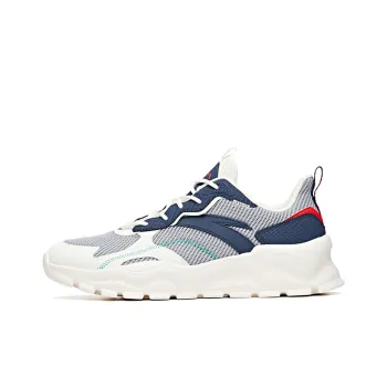 Anta Cushioned Slip Resistant Breathable Low Top Training Shoes Men's White Blue Mist Gray