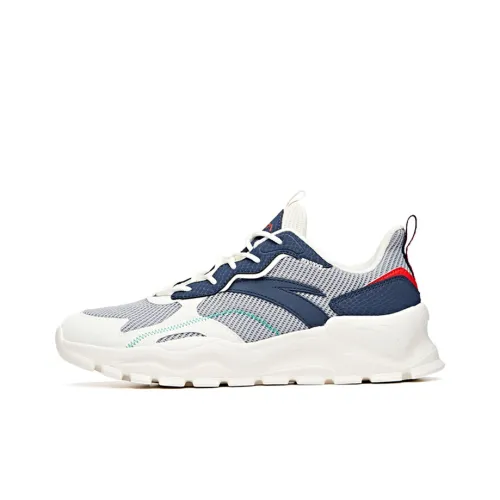 Anta Cushioned Slip Resistant Breathable Low Top Training Shoes Men's White Blue Mist Gray