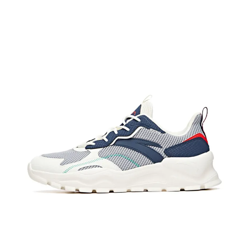 Anta Cushioned Slip Resistant Breathable Low Top Training Shoes Men's White Blue Mist Gray-0