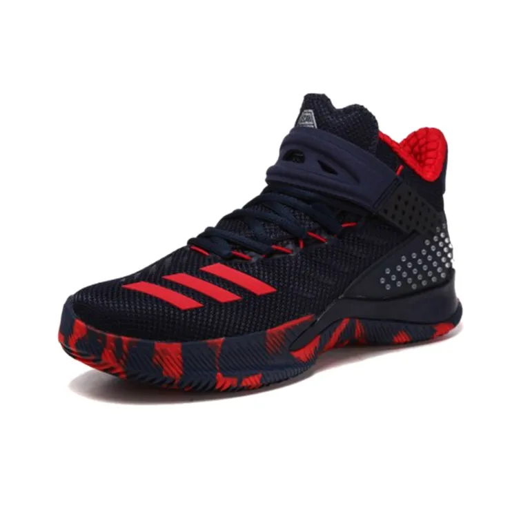Adidas Ball 365 Cushioned Wear-Resistant Warm Breathable High-Top Vintage Basketball Shoes Men's Blue Red-1