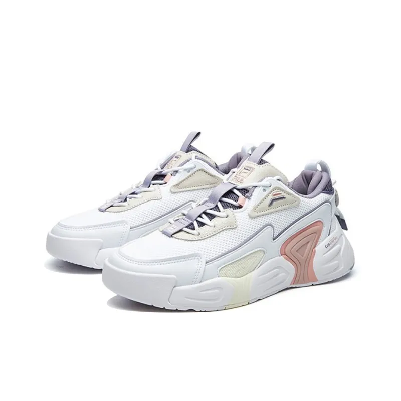 FILA Vorte Vortex Swirl Cushioned Slip-Resistant Breathable Low-Top Vintage Basketball Shoes Women's FILA White-2