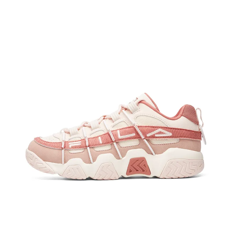 FILA FUSION ADE Barricade Cushioning Abrasion Resistant Breathable Low Top Vintage Basketball Shoes Women's Peach Pink-0