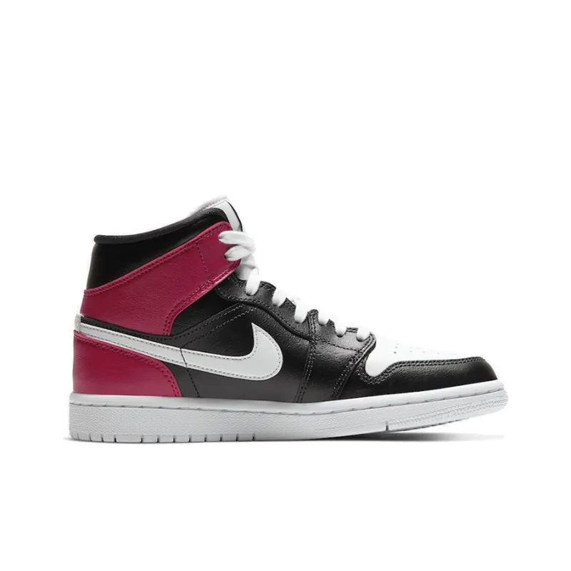 Jordan 1 Mid Black Noble Red Women's-1