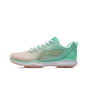 LiNing Badminton Anti Slip Wear Resistant Low Top Badminton Shoes Women's Fluorescent Emerald Green