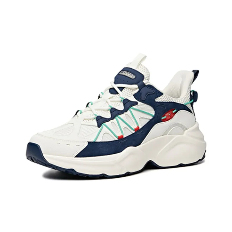 Anta Variety Training Collection Slip Resistant Cushioning Low Top Training Shoes Men's White Blue-1