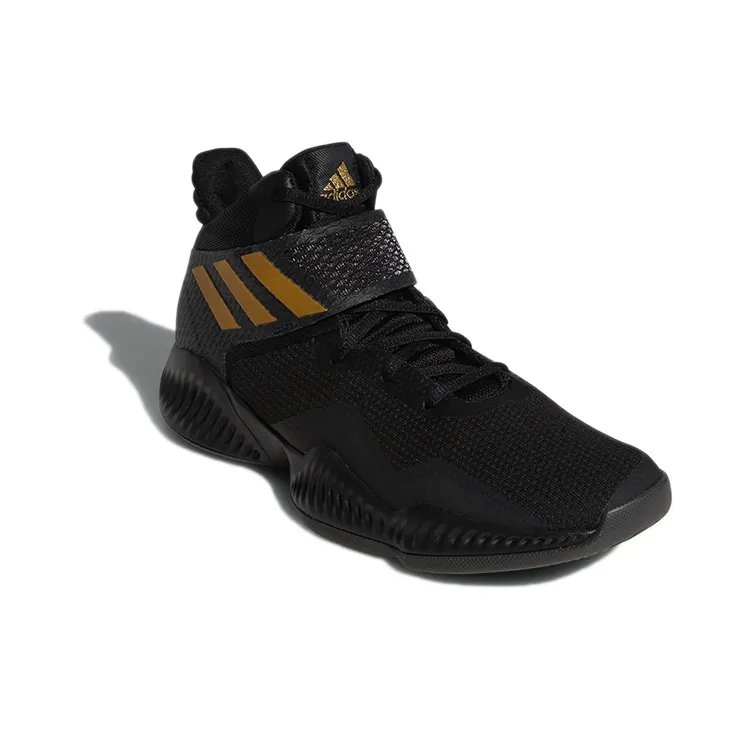 Adidas Explosive Bounce 2018 Cushioning Anti-Slip And Wear-Resistant Mid-Top Vintage Basketball Shoes Men's Black Gold-2