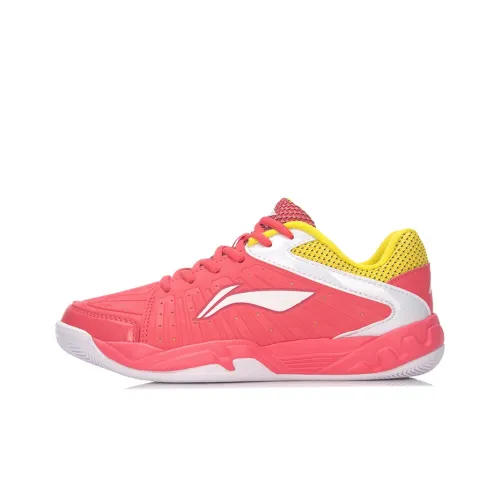 LINING Lightning Strike Badminton Shoes Women's Low-Top Red/Yellow