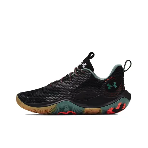 Under Armour Spawn 3 Vintage Basketball Shoes Men Low-Top Black/Green