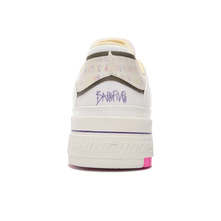 LiNing Rookie Cushioning Anti Slip And Wear Resistant Low Top Vintage Basketball Shoes Women's Ecru-5