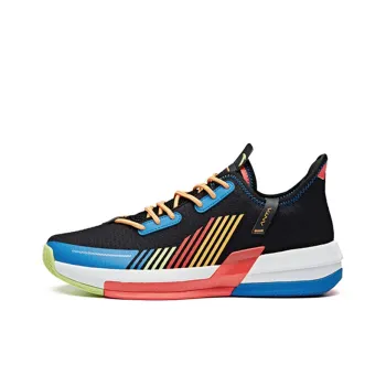 Anta Basketball Collection Laser Slip Resistant Cushioning Wear Resistant Low Top Vintage Basketball Shoes Black Blue
