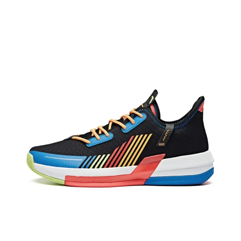 Anta Basketball Collection Laser Cushioning Anti-Slip And Wear-Resistant Low-Top Vintage Basketball Shoes Black Blue-0