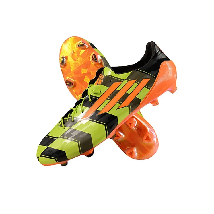 Adidas F50 FG Rubber Long Studs Natural Ground Slip Resistant Soccer Shoes Men's Green Orange Black-3