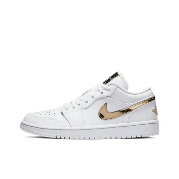 JORDAN 1 Low White Metallic Gold Women's