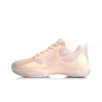 LiNing Battle Halberd TD Rebound Cushioning Breathable Wear Resistant Low Top Badminton Shoes Women's Neon Orange Pink