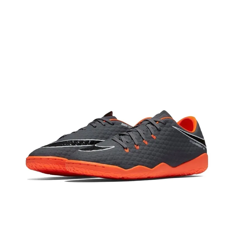 Nike Hypervenom Phelon Indoor Cushioning Anti Slip And Wear Resistant Soccer Shoes Gray Orange-2