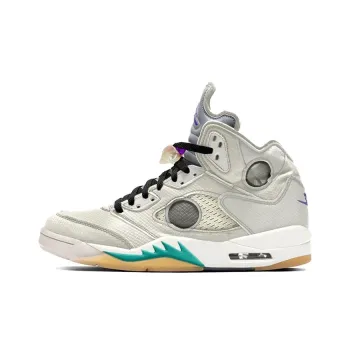 OFF WHITE x Jordan Air Jordan 5 High Top Vintage Basketball Shoes Unisex White